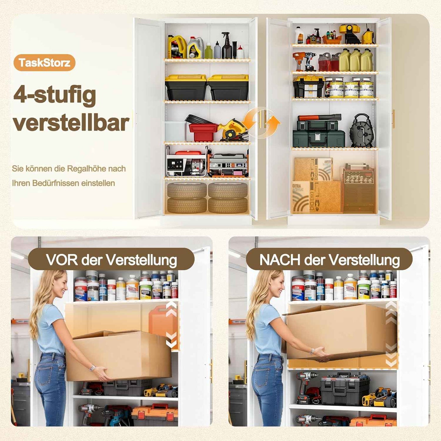 71" Tall Kitchen Pantry Cabinet, White Metal Kitchen Pantry Storage Cabinet with Doors and 4 Adjustable Shelves, Freestanding Pantry Cupboard for Living, Dining Room, Kitchen