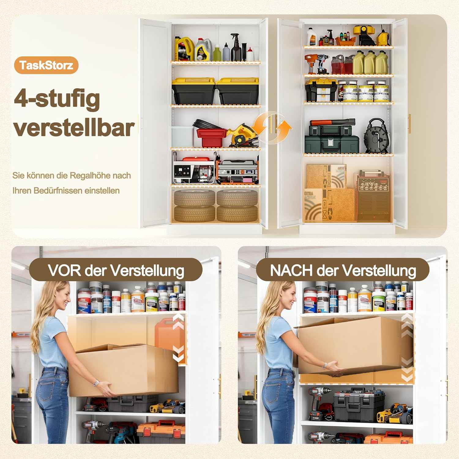 71" Tall Kitchen Pantry Cabinet, White Metal Kitchen Pantry Storage Cabinet with Doors and 4 Adjustable Shelves, Freestanding Pantry Cupboard for Living, Dining Room, Kitchen