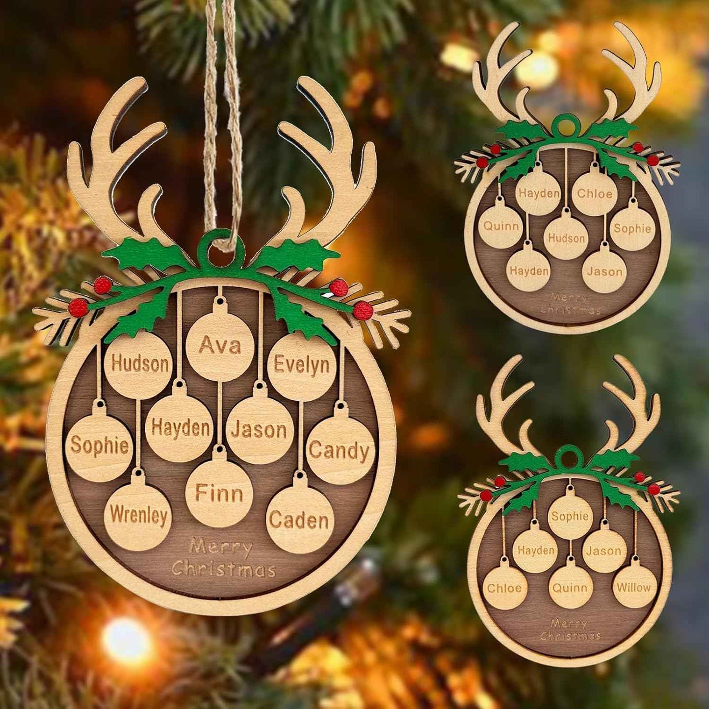 Personalized Christmas Ornaments with Family Names 2025 Custom Ornaments for Christmas Tree Personalized Xmas Ornament Gifts for Family (Style 1)