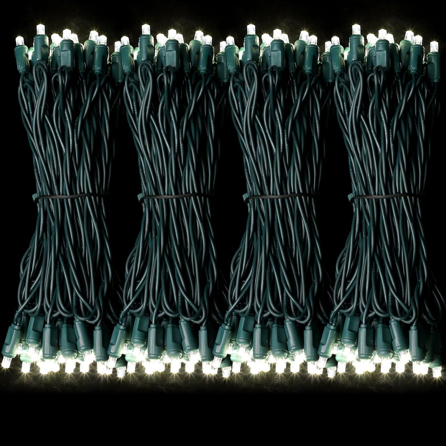 50LED String Lights,LED Christmas Lights,6" SPACING,Green Wire,White Colour,Commercial Grade