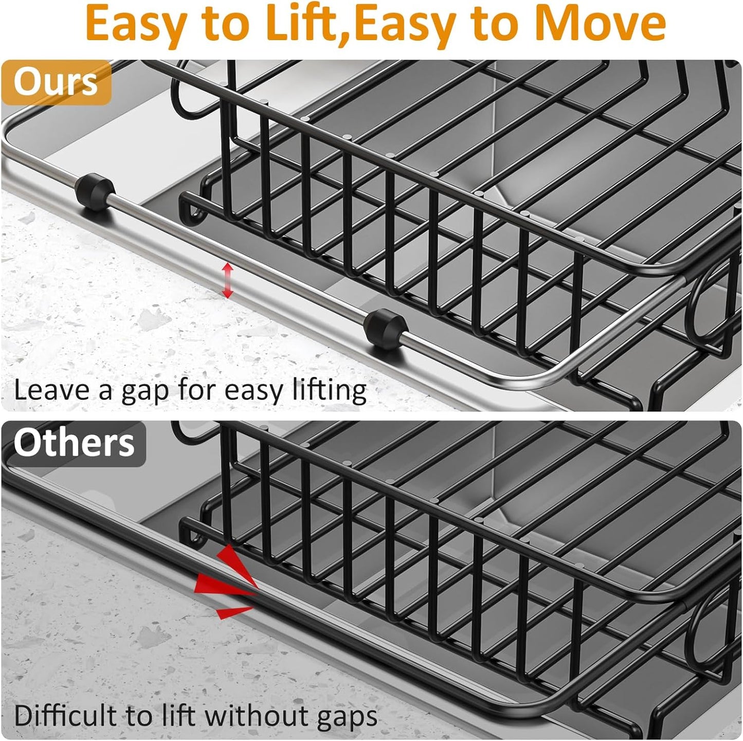 Expandable in Sink Dish Drying Rack,Small Dish Rack Over Sink with Utensil Holder,Stainless Steel Dish Drainers for Kitchen Counter,Sink Drying Rack for Small Space,14.57“-20.87”L x 10.24“W x 2.76”D