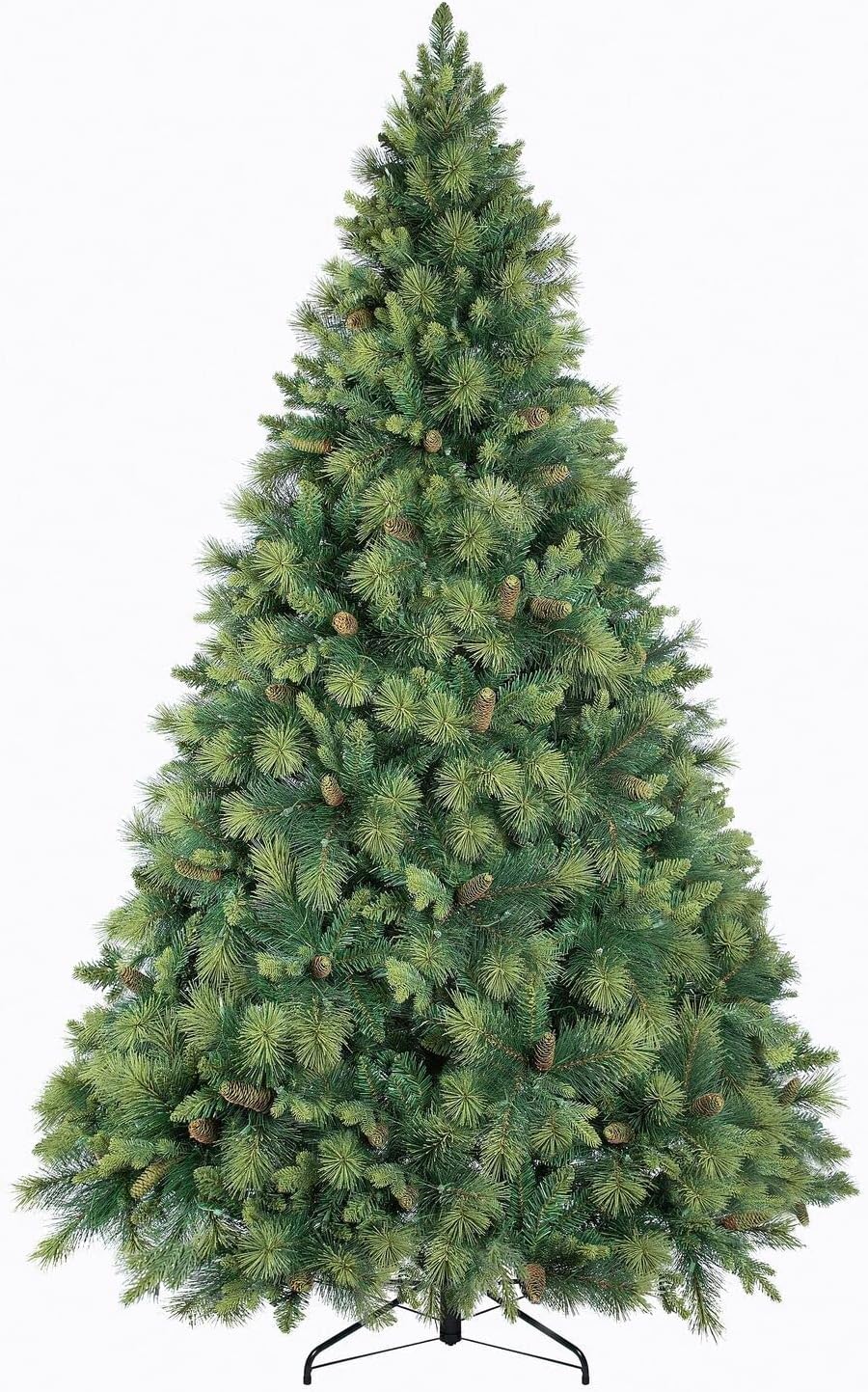 Naomi Home Vail 4.5ft Prelit Artificial Christmas Tree with Pine Cones, Foot Pedal, 561 Branch Tips, 300 Warm Lights and Metal Stand, 38" Wide Realistic Traditional Christmas Tree with Lights