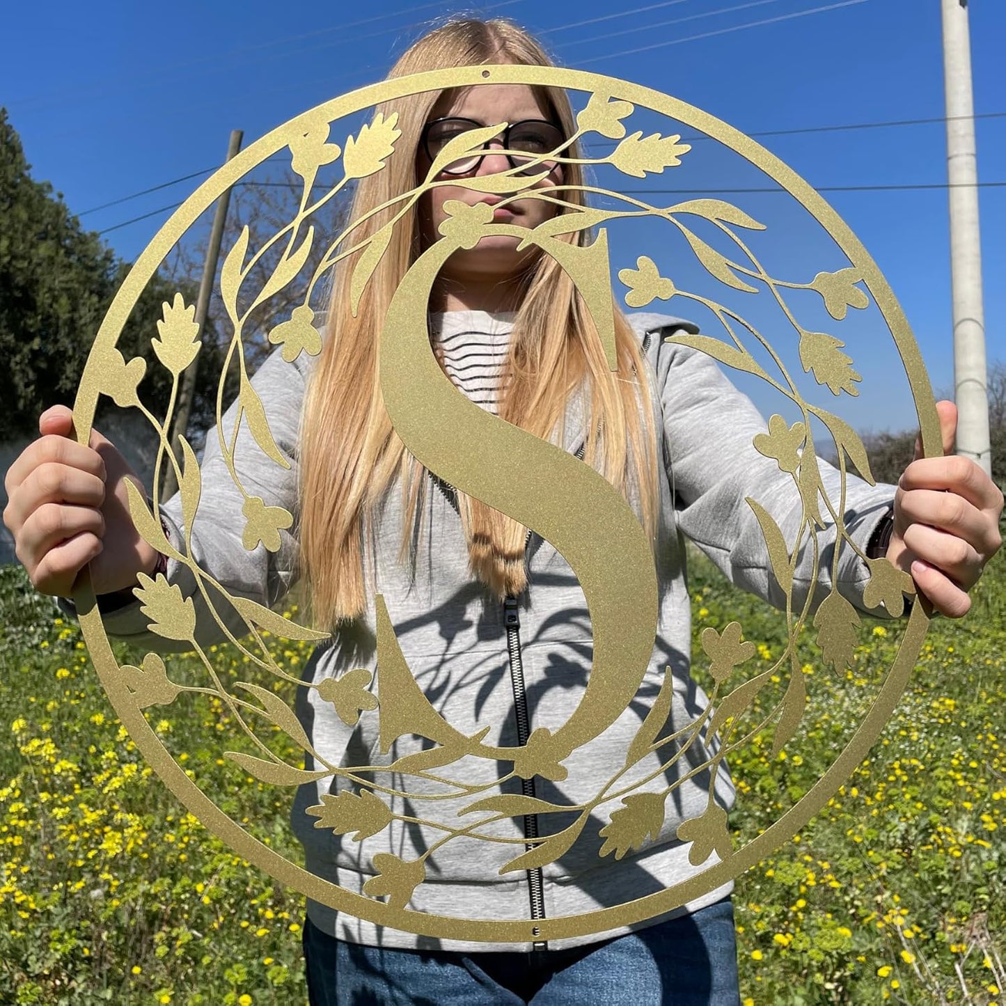 Personalized Metal Name Letter with Vines, Split Letter Monogram Wall Art Decor, Durable Steel Family Last Name, Custom Signs Indoor or Outdoor, Personalized Wedding Gifts, Housewarming Gift