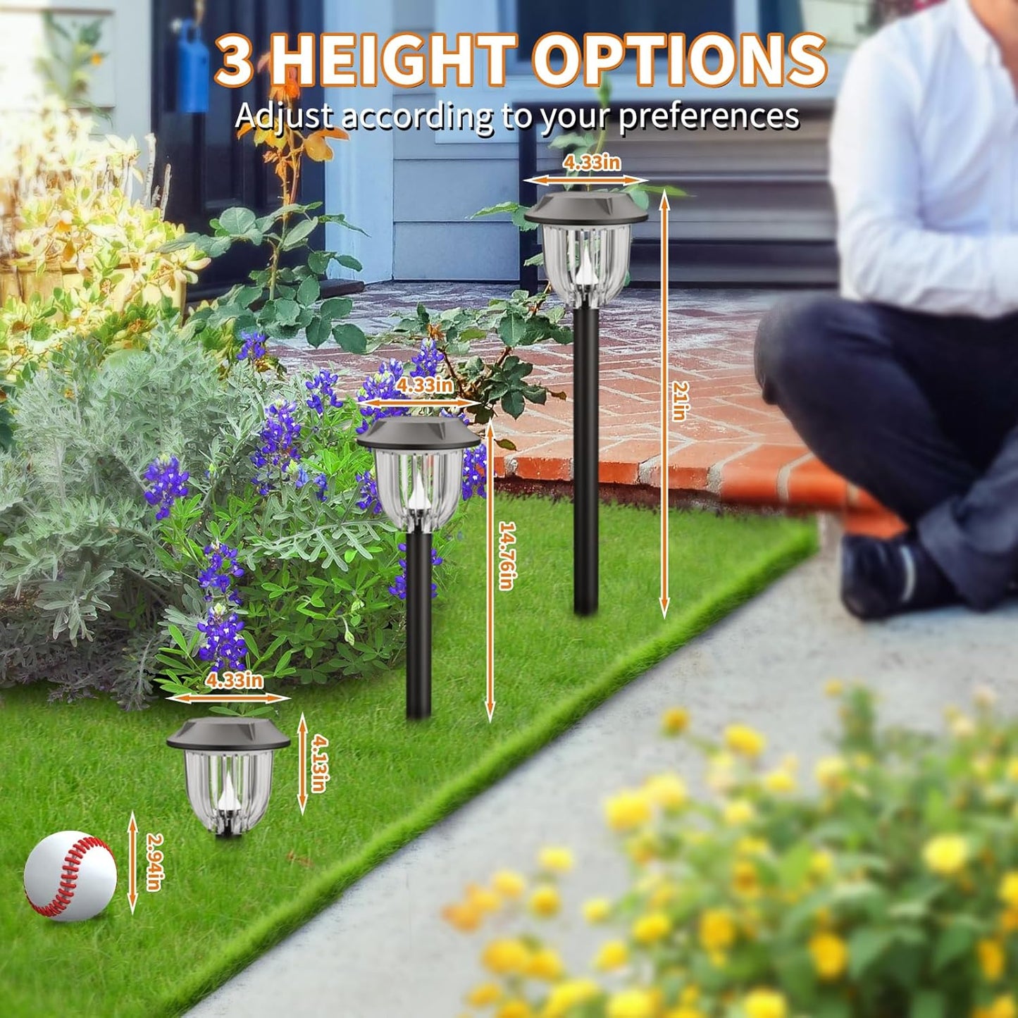 Solar Outdoor Lights,3 Pack LED Lights Outdoor Waterproof, Maintain 10 Hours of Lighting for Your Garden, Landscape, Path, Yard, Patio, Driveway(Warm)