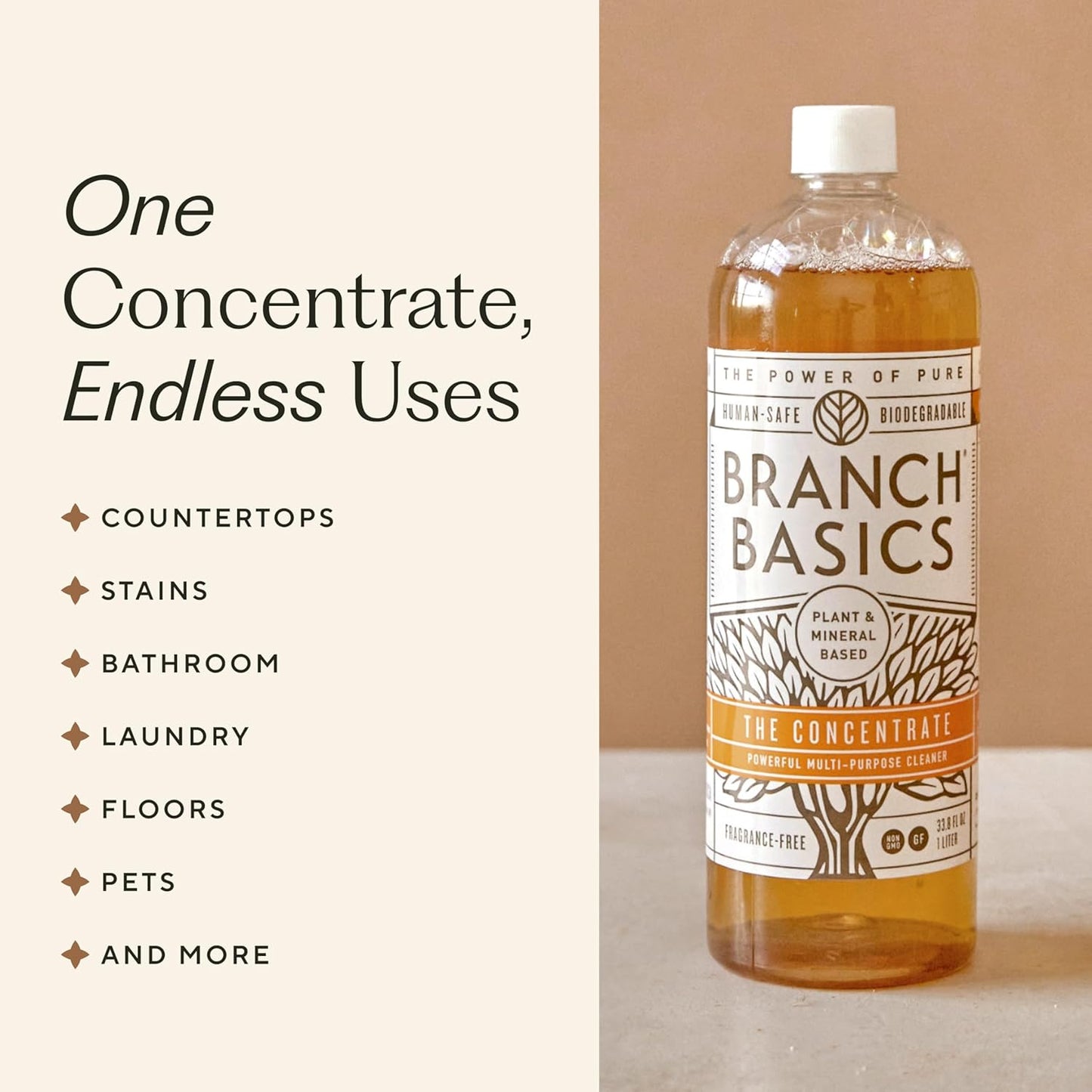 Branch Basics Premium Starter Kit in Glass: All Purpose Cleaner, Glass Cleaner, Bathroom Cleaner, Wash Bottle, and Laundry Bottle (3 Glass Spray Bottles + Concentrate) Fragrance-Free
