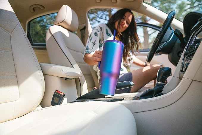 IRON °FLASK Co-Pilot Insulated Mug w/Straw & Flip Cap Lids - Cup Holder Bottle for Hot, Cold Drink - Leak-Proof - Water, Coffee Portable Travel Mug - Burgundy, 32 Oz