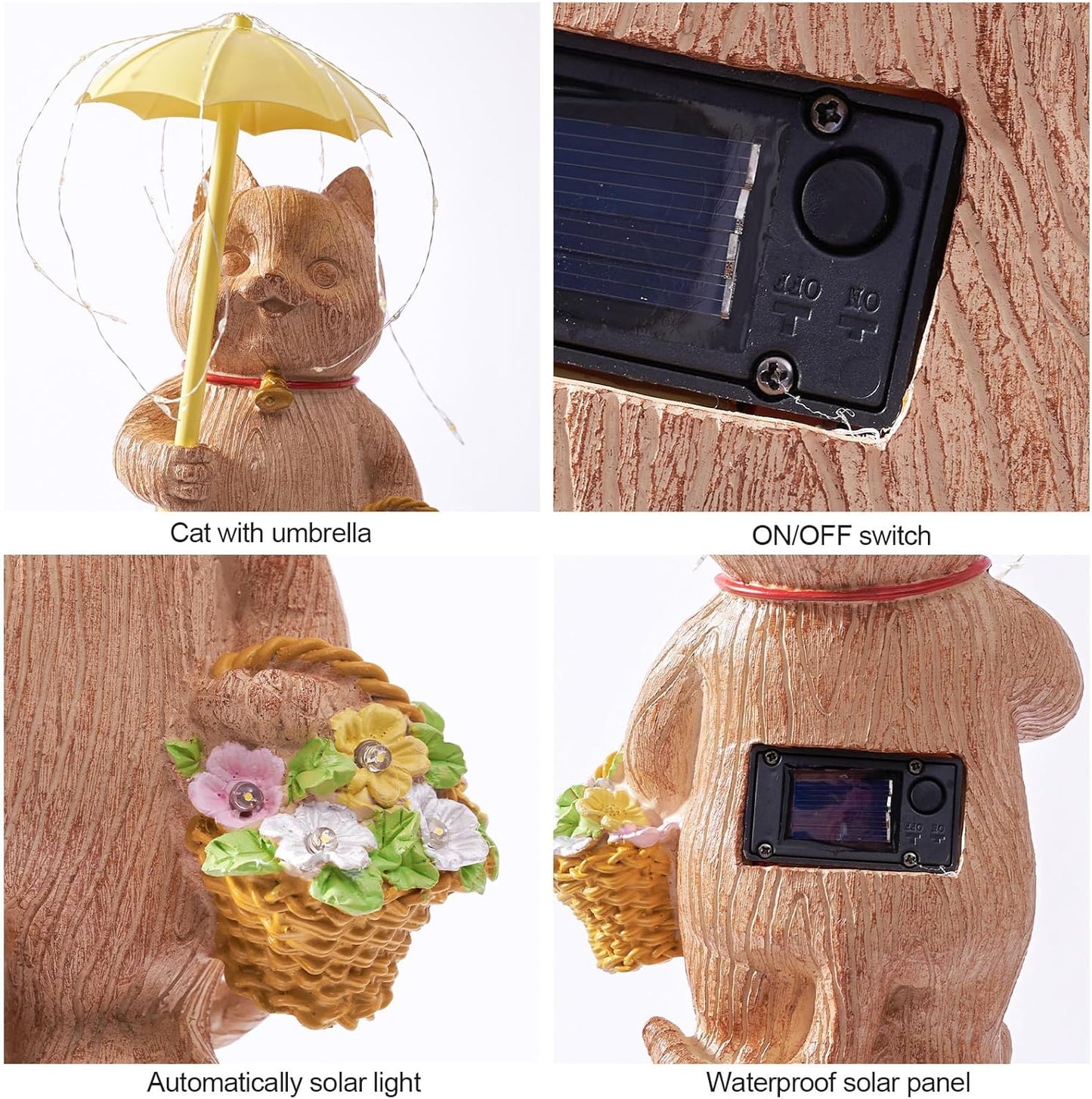 RM ROOMERS Cat Garden Decor with Lights Outdoor Solar Cat Statue Decor for Yard Porchm Lover Gifts for Women Lights Gardening Housewarming Retirement Lawn Ornaments