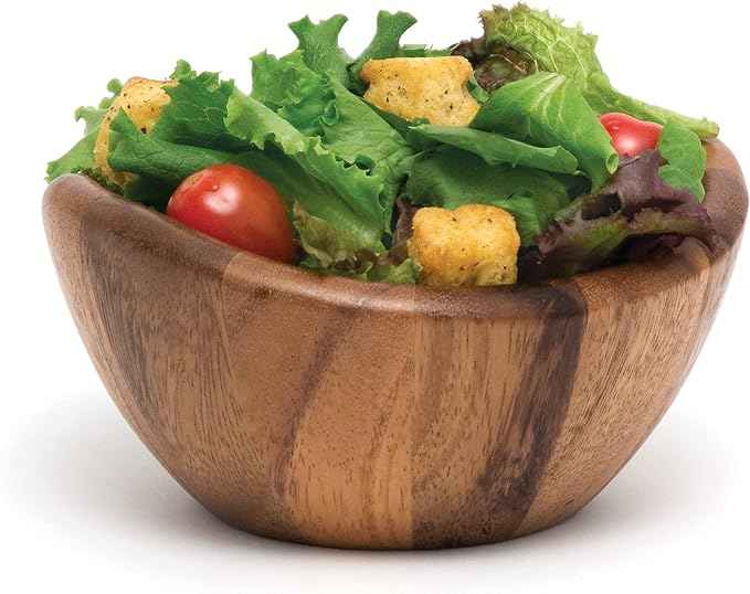 Lipper International Acacia Wave Serving Bowl for Fruits or Salads, Small, 6" Diameter x 3" Height, Single Bowl,20 fluif ounces