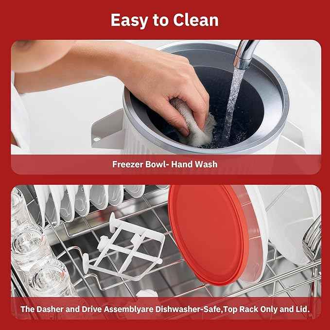 Ice Cream Maker Attachment for KitchenAid Stand Mixer, Ice Cream Bowl Compatible with 4.5Qt and Larger Stand Mixers, Ice Cream & Sorbet Gelato Maker Attachment, 2 Quart, White, With lid