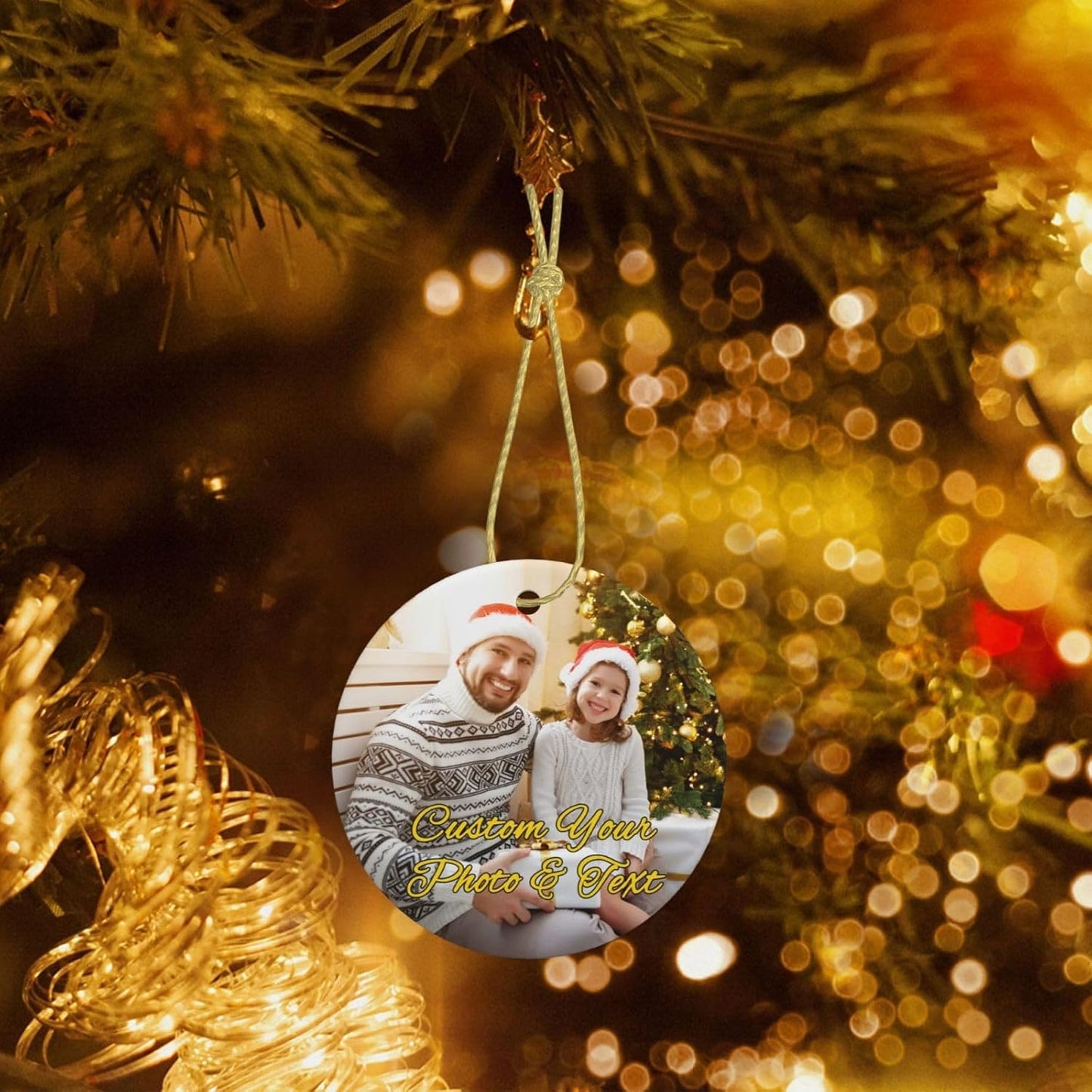 Personalized Christmas Photo Ornaments 2025 Custom Picture Text Hanging Ornament, Double-Sided Customized Ornaments for Christmas Tree Decoration, Couples, Family, Kids, Friends