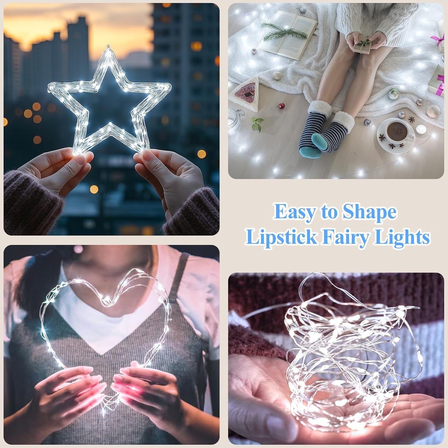 Lakumu LED String Lights Battery Operated, Rechargeable Fairy Lightswith Timer, Mini Twinkle Lights for Bedroom, Christmas Decorations, Wedding, Vine, Centerpiece Table Decor (10M/33FT Cool White)