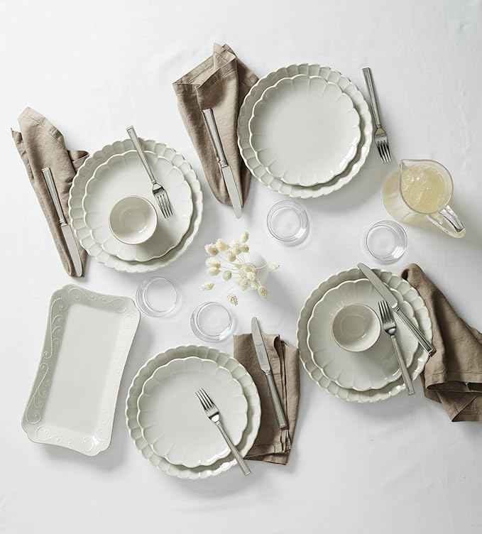 Lenox 893544 French Perle Scallop 4-Piece Accent Plate Set, Matte, Off-White