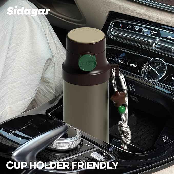 18 oz Insulated Water Bottle, Stainless Steel Travel Mug with Lid, Double Wall Vacuum Sports Water Bottle, BPA Free, Leak-Proof, Fits in Car Cup Holder, Great for Men Kid School, Brown