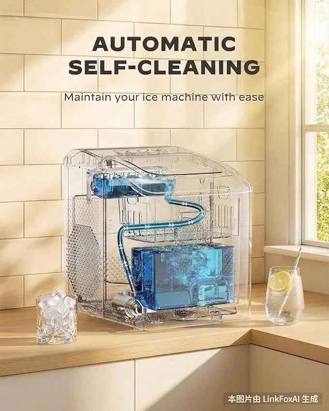 Silonn Countertop Ice Maker, 26 lbs/Day Fast Ice in 6 Mins, Compact Self-Cleaning Ice Machine for Home, Kitchen, Office & Parties, Black