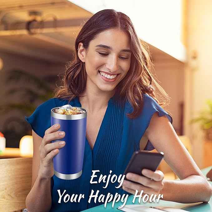 20 oz Tumblers Bulk Stainless Steel Tumbler with Lid Double Wall Vacuum Insulated Coffee Mug 20oz Powder Coated Cup for Hot and Cold Drinks, Blue, 6 pack