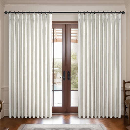 Extra Wide Curtains 70 Inches Wide for Living Room 84 Inch Length 2 Panels, Heavy Duty Pinch Pleated Linen Blackout Sliding Door Window Curtains Thermal Privacy Drapes(70" W x 84" L x 2)