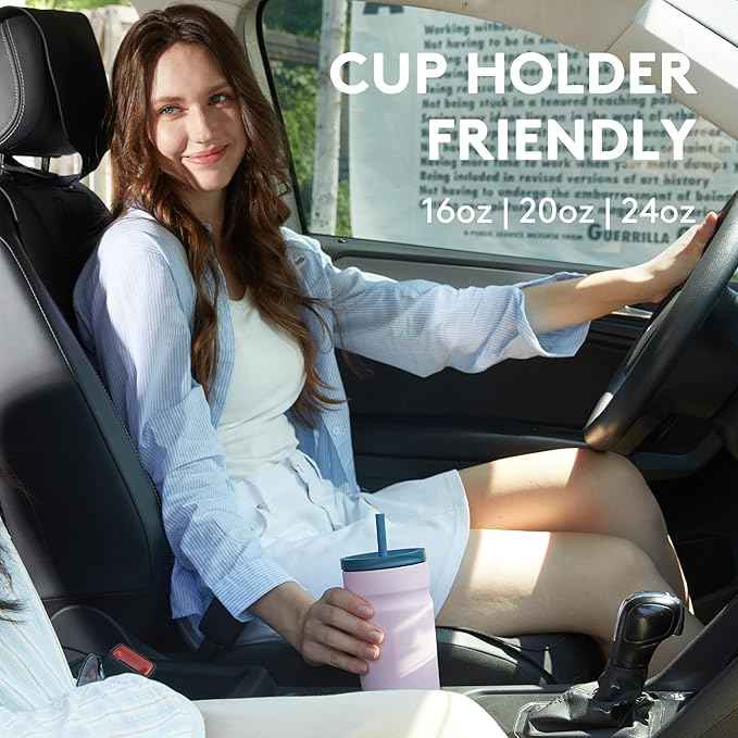 COKTIK 20oz Insulated Tumbler with Lid and Straw Iced Coffee Cup Reusable Stainless Steel Travel Mug Water Bottle Cupholder Friendly for Women Men Her Him (Bay Leaf)