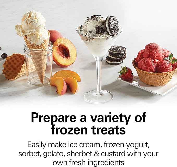 Hamilton Beach Electric Automatic Ice Cream Maker & Frozen Yogurt Machine, Makes Custard, Sorbet, Gelato and Sherbet, 4 Quart, White (68330N)