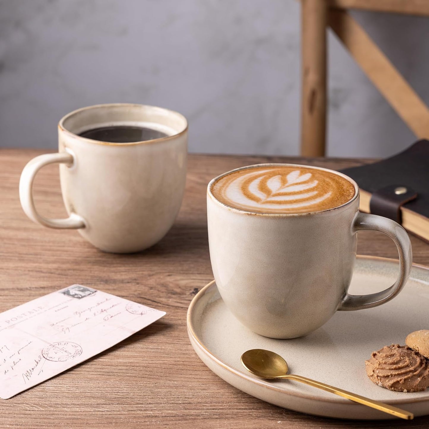 AmorArc 12oz Coffee Mugs, Ceramic Coffee Mugs set of 6 for Man, Woman, Dad, Mom, Modern Coffee Mugs with handle for Latte/Cappuccino/Milk/Cocoa. Dishwasher&Microwave Safe, Cappuccino