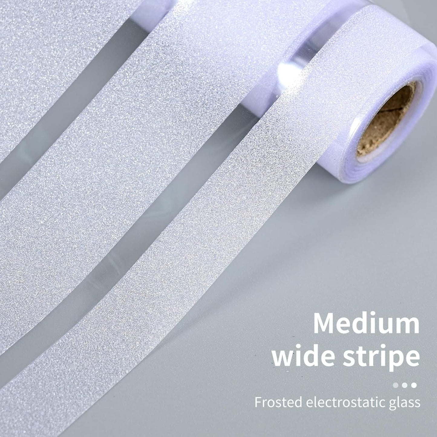 Window Privacy Film with Installation Tools, Stripe Window Film, Static Cling, Anti UV, Heat Control, Ideal for Home Shower Office Glass Door (Stripes Pattern, 29.6X78.7Inch)