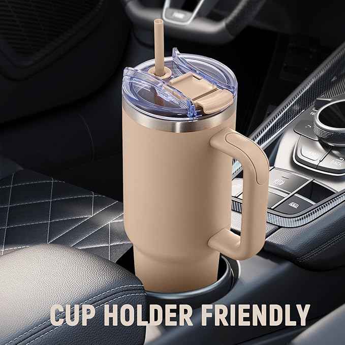 COKTIK 40 oz Tumbler With Handle and Straw, Insulated Tumbler With Leakproof Lids, Stainless Steel|BPA-Free, Cold for 24 H (Dark Night)