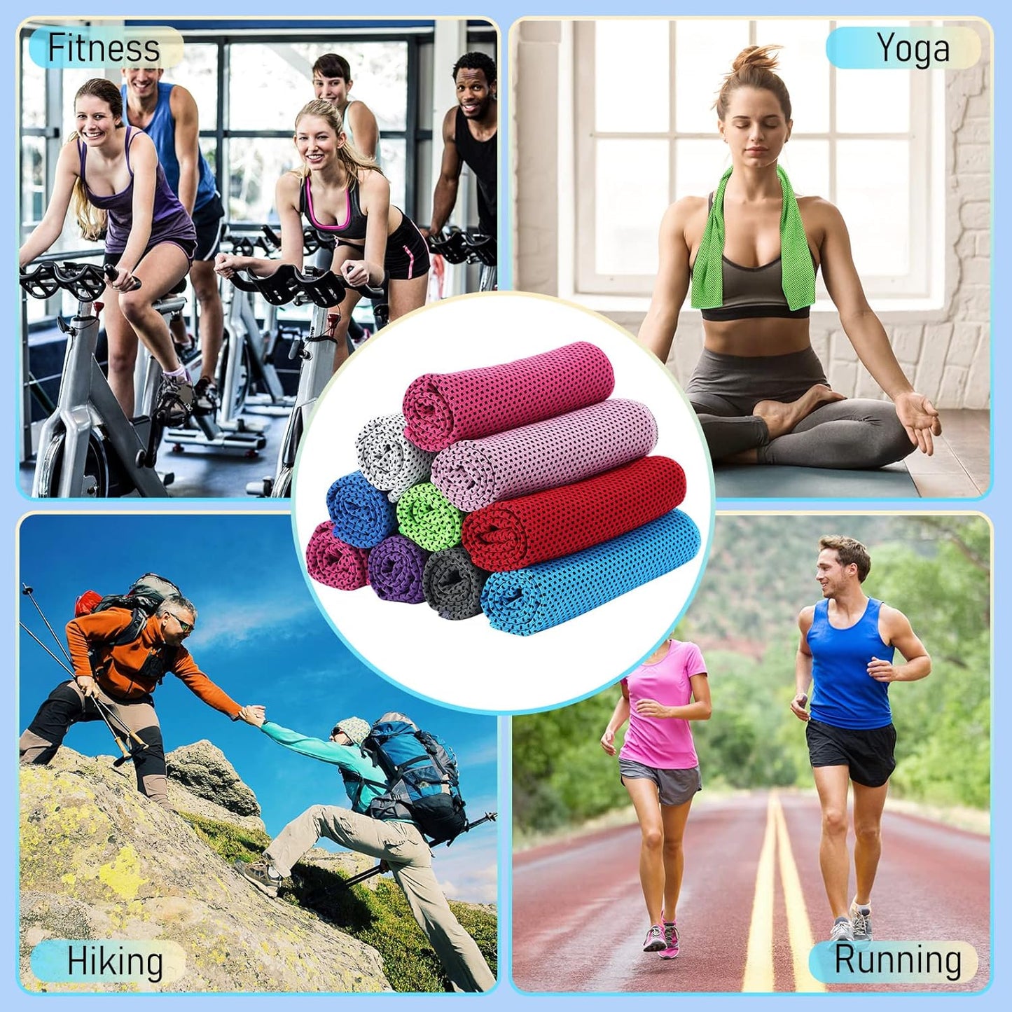BBTO 80 Pcs 32 x 12 Inch Microfiber Ice Towel, Cooling Cold Towel for Neck and Face Breathable Chilly for Yoga, Sport, Gym, Workout, Camping and More Activities(Multicolor)