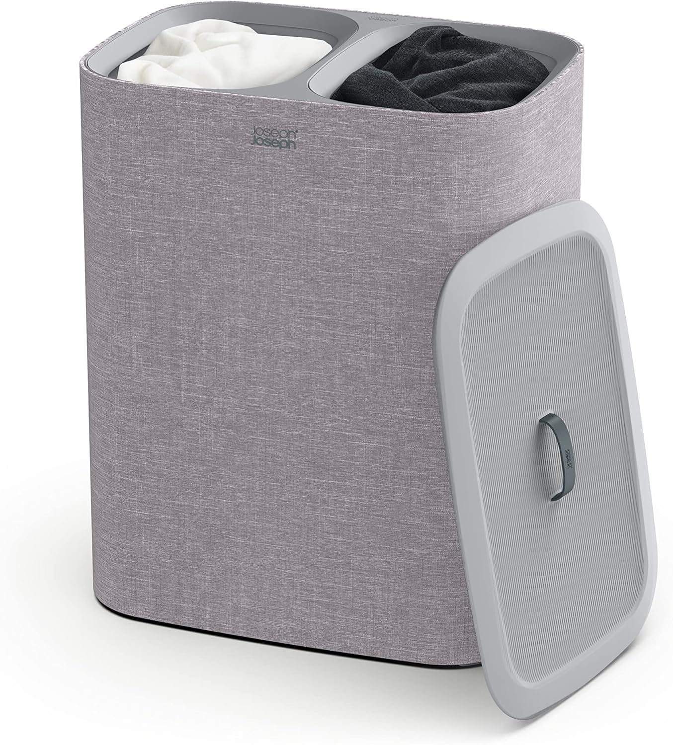 Joseph Joseph Tota 90 liter/23.8 gallon Laundry Hamper Separation Basket with lid, 2 Removable Washing Bags with Handles - Gray