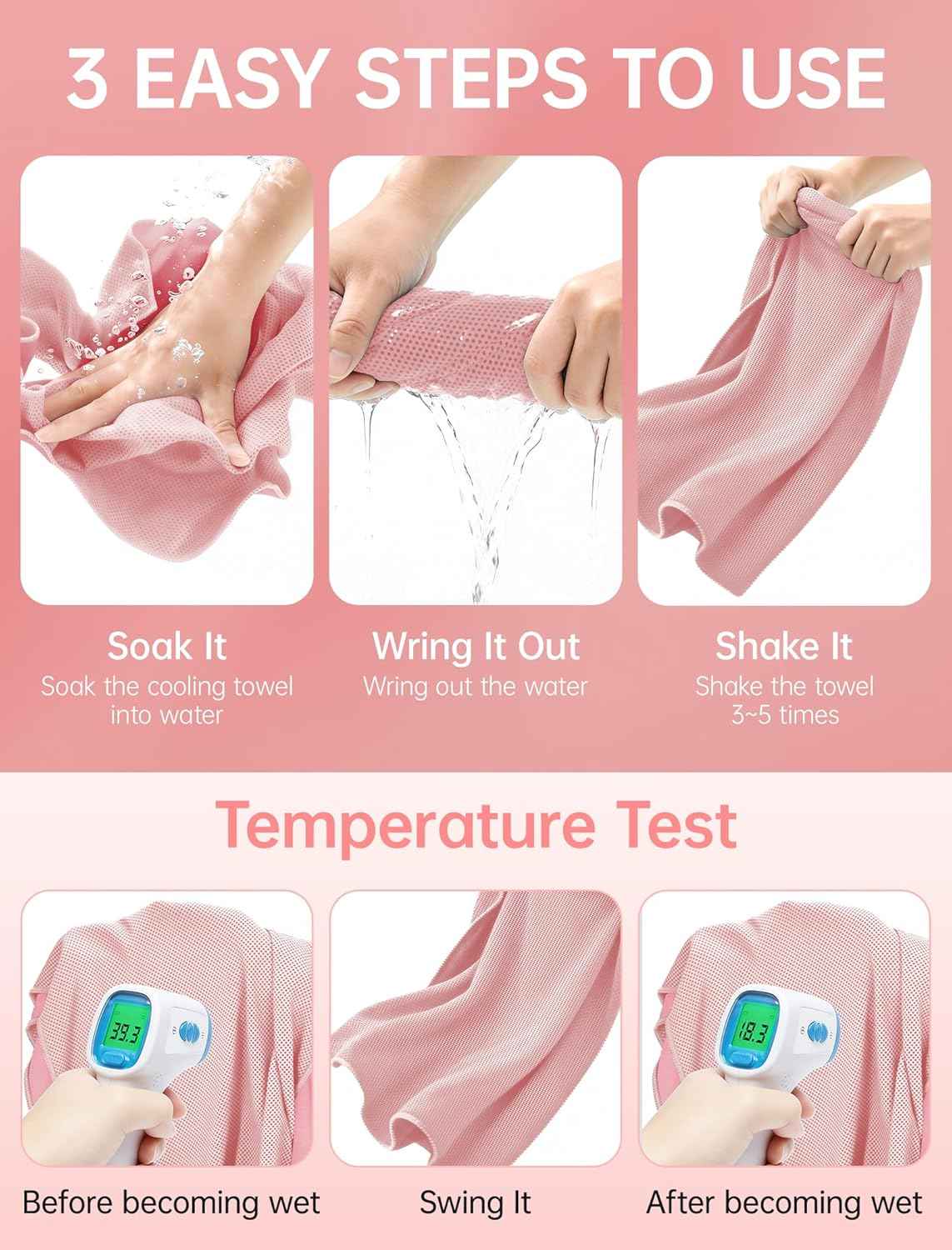 4 Packs Cooling Towels: Instant Cool Towel for Neck and Face Hot Weather UPF50 Quick Dry Microfiber Sweat Towels for Gym Workout Sports (40"x12")
