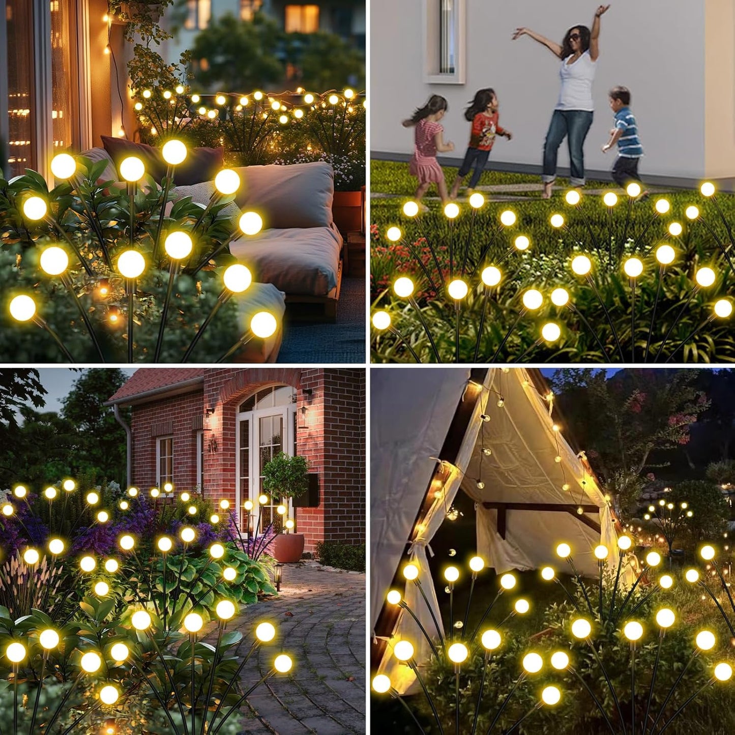 ZFNN Solar Firefly Lights 16 LED Swaying Outdoor Waterproof Decorative Lights for Yard Patio Pathway Lawn Decorations 2 Pack