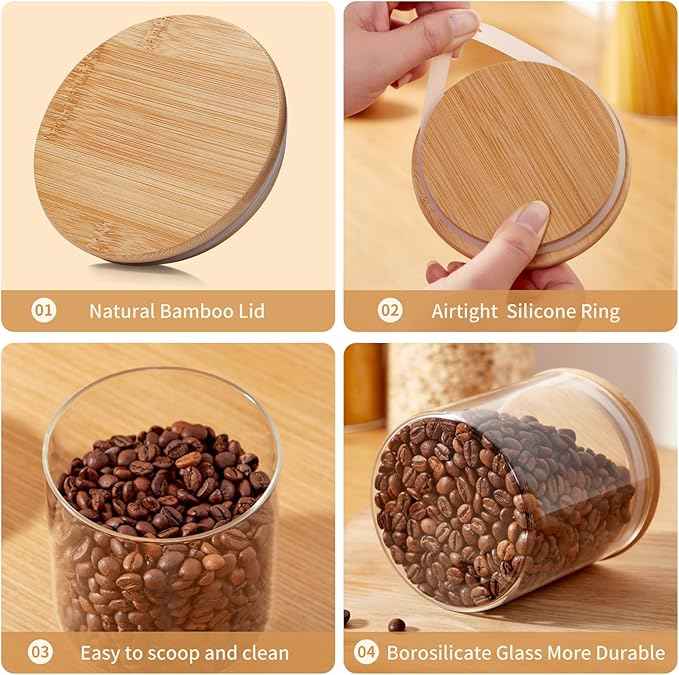 Glass Food Storage Jars with Lids 2.34 Qt [Set of 3], Perfect for Pasta, Cookies, Nuts, Coffee, Cereal, Flour, and More, Organize Your Kitchen and Pantry with these BPA-Free Glass Canisters