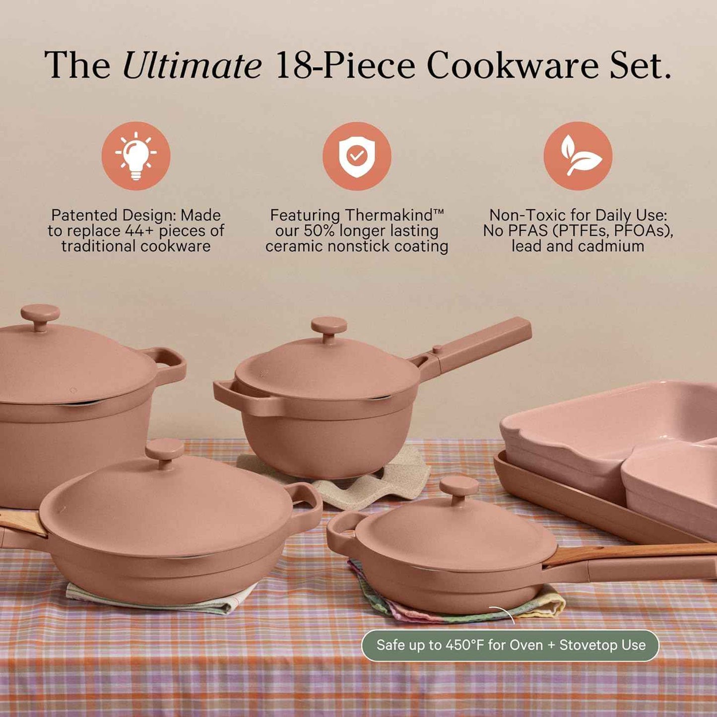 Our Place Ultimate Cookware Set - Complete 18-Piece Set Including the Always Pan, Perfect Pot, and Bakeware Set | Multifunctional, Toxin-Free Nonstick | Replaces 44 Pieces | Spice
