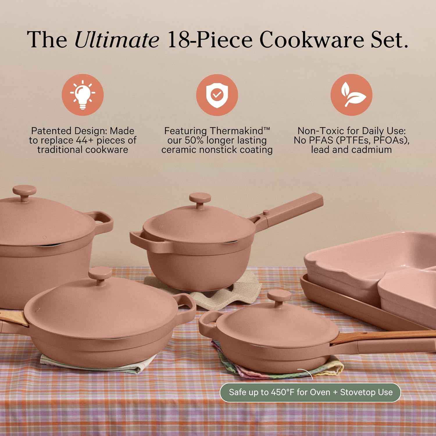 Our Place Ultimate Cookware Set - Complete 18-Piece Set Including the Always Pan, Perfect Pot, and Bakeware Set | Multifunctional, Toxin-Free Nonstick | Replaces 44 Pieces | Spice