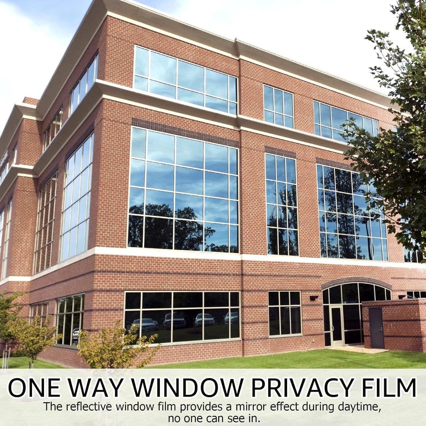 HIDBEA One Way Privacy Window Film, Daytime Privacy Sun Blocking Anti UV Reflective Window Film Heat Control Static Cling Window Tint Film for Home and Office, Silver, 41.3 x 78.7 Inch