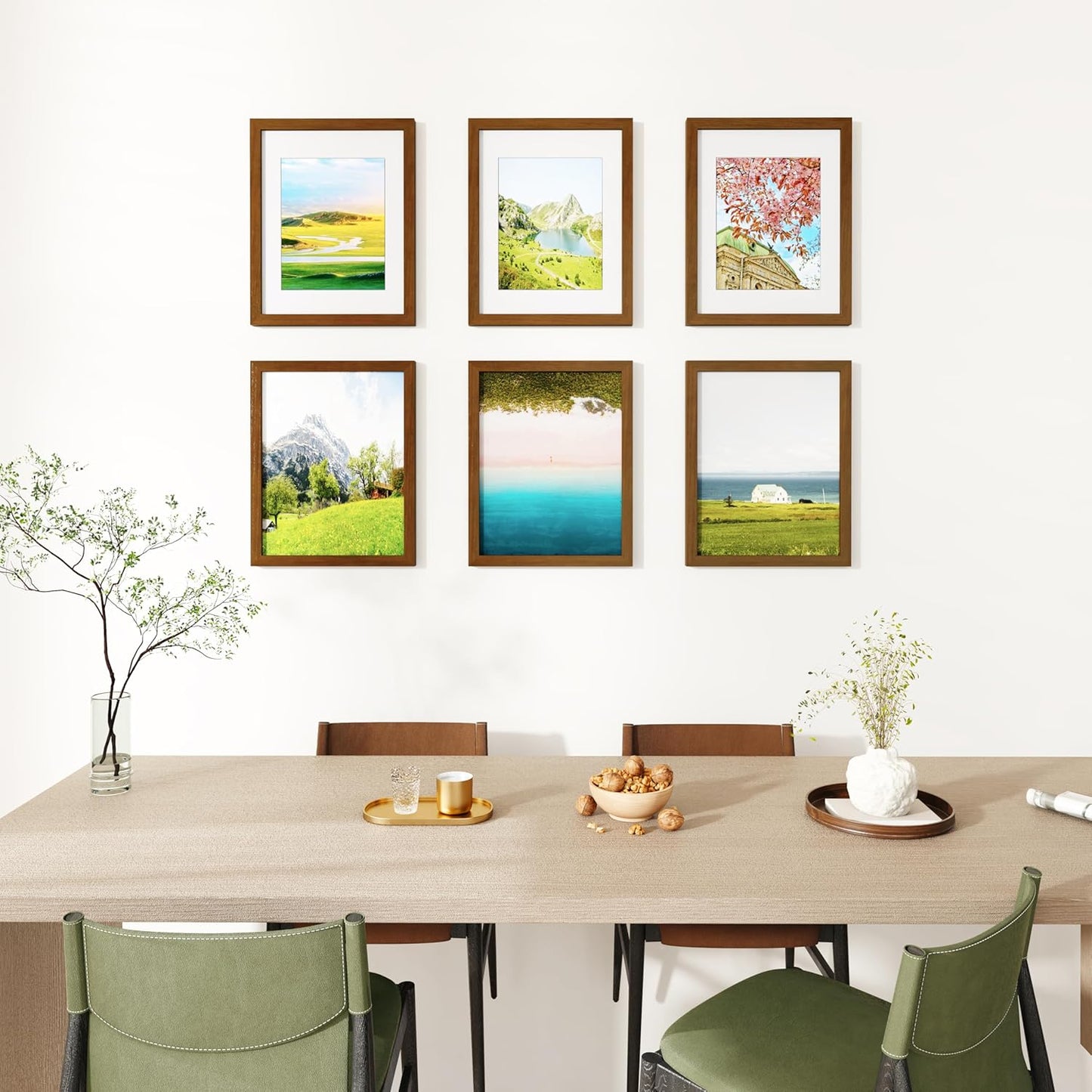 IBUYKE 11 x14 Picture Frame,Solid Oak Wood 11x14 Photo Frame with Mat to 8x10,11x14 Picture Frames With Tempered Glass,Wall Mount Display,Home Decor,Walnut Oak 14 x 11 Frame,UWPF1114H