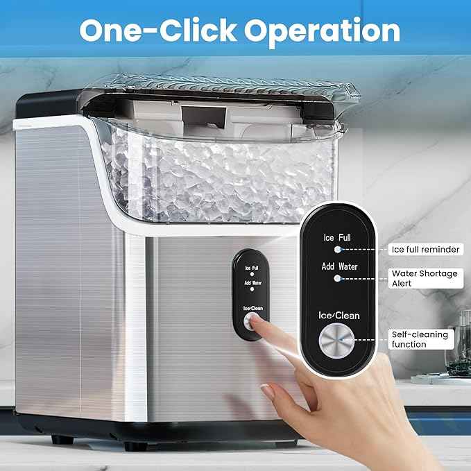 Electactic Countertop Nugget Ice Maker Pro - 34lbs/24H, Self-Cleaning Pellet Ice Machine with Soft Chewable Ice, One-Touch Operation for Home, Kitchen, Office (Silver)