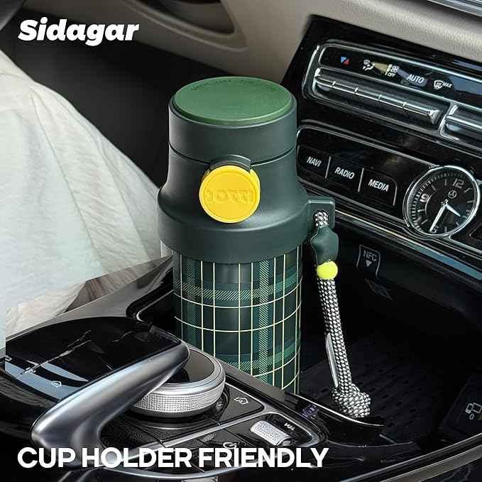 18 oz Insulated Water Bottle, Stainless Steel Travel Mug with Lid, Double Wall Vacuum Sports Water Bottle, BPA Free, Leak-Proof, Fits in Car Cup Holder, Great for Men Kid School, Green