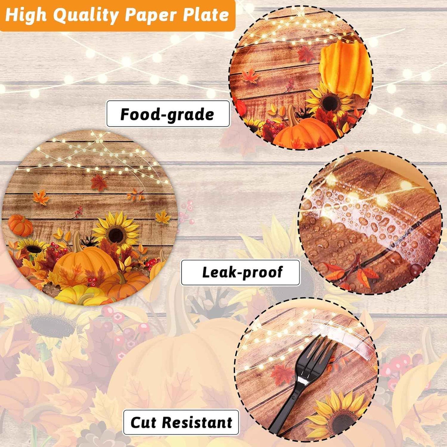 chiazllta 96 Pcs Fall Party Paper Plates and Napkins Thanksgiving Party Tableware Set Table Decorations for Fall Autumn Birthday Party Supplies 24 Guests