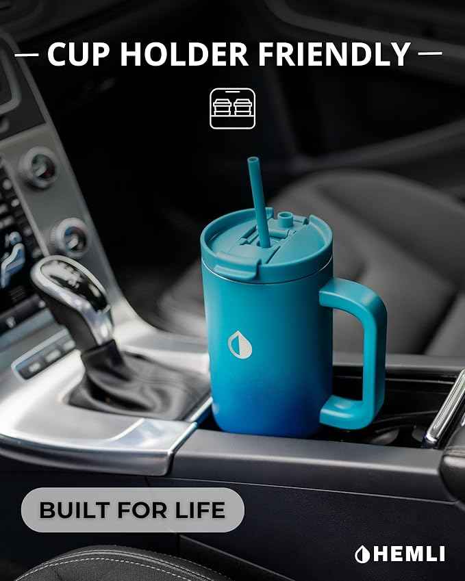 40 Oz Tumbler with Handle and Straw, Insulated Stainless Steel Tumbler with Leakproof 2-in-1 Lid, Reusable and Portable Water and Coffee Travel Mug, Vacuum Insulated