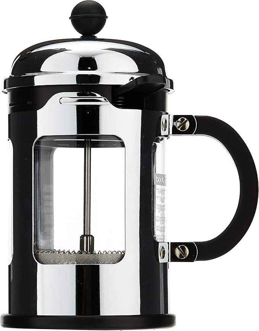 Bodum Chambord 4 Cup French Press Coffee Maker with Locking Lid Stainless Steel, 17-Ounce