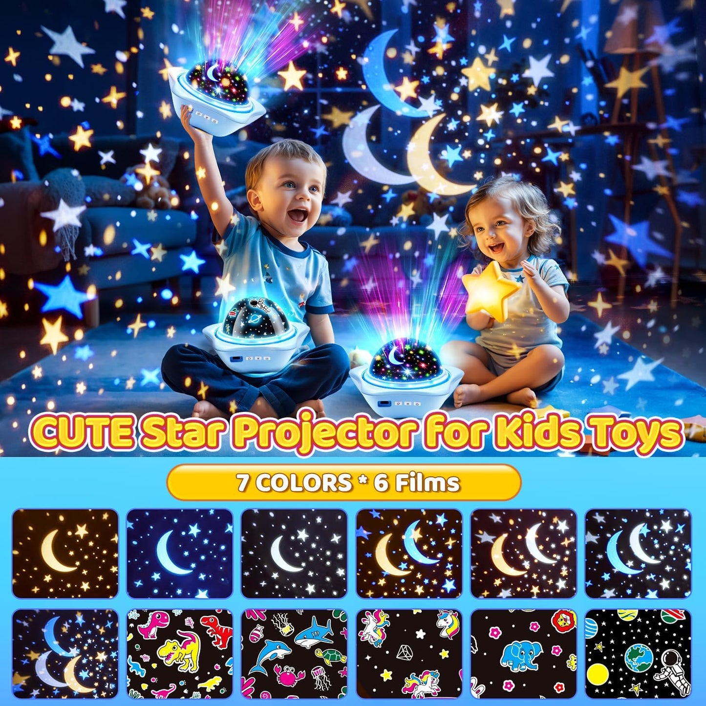 Onefire Star Projector Light Up Toys, Glow In The Dark Stars for Ceiling Projection Kids Toys,Dimmable Night Light Projector for Kids Room,Remote Dinosaur Toys for Boys,Dinosaur Gifts for Toddler Toys