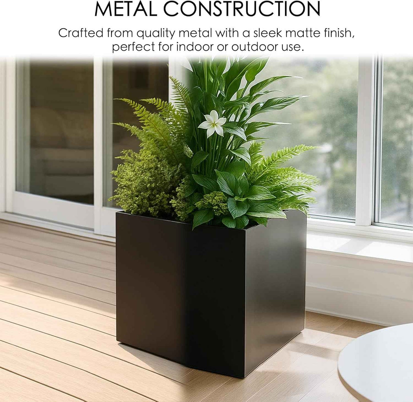 Kozyard Customizable 20'' Cube Metal Planter Box – Personalized Steel Flower Pot for Patio, Garden, Yard, or Indoor Décor