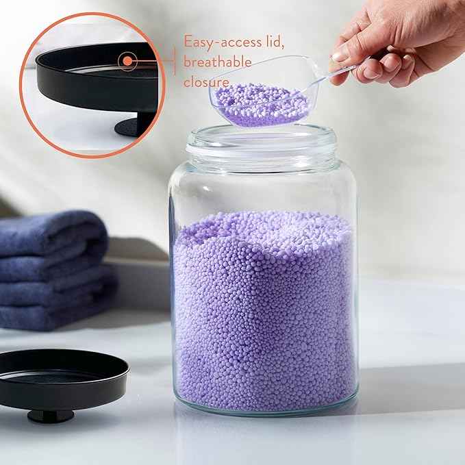 KooK Glass Storage Containers with Lids, Glass Jar with Lid, 1 Gallon, Set of 2, Glass Canister, Storage, Laundry, Kitchen Jar, (Circular, Black)