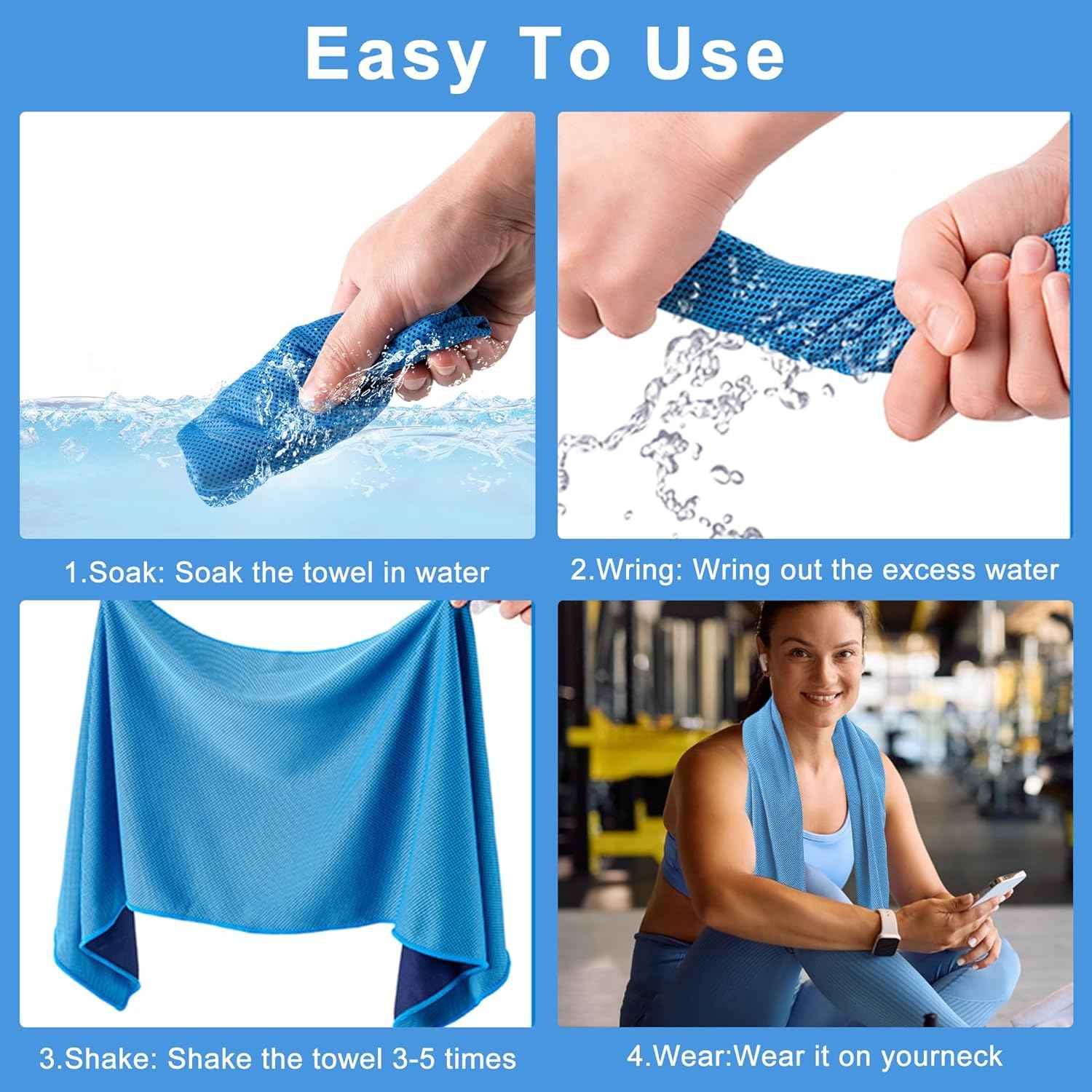Aegero 4 Pack Cooling Towel (40"x12"), Cooling Neck Wraps,Soft Breathable Chilly Towel, IceTowel, Microfiber Towels for Yoga, Sport, RunninGym, Camping, Fitness, Workout & More Activities(Multicolor4)