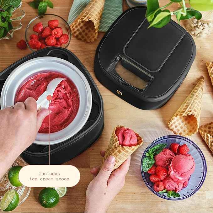 1.5 Quart Ice Cream Maker with Touch Control Panel, Freezer Bowl Design, Compact Electric Machine for Homemade Frozen Desserts, Gelato & Sorbet (Black Sesame)