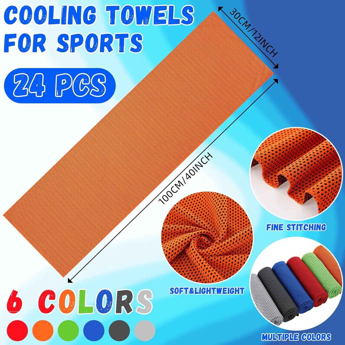 Teenyyou 48 Collapsible Water Bottles Bulk 16 oz with Carabiner Clip Cooling Towels 40'' x 12'' Reusable Leak Proof Water Bottles Mixed Color Ice Towel for Sports Biking Hiking Outdoor (6 Colors)