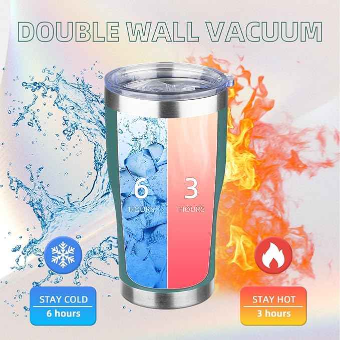MEZMUT 20oz Coffee Tumbler with Lid and Straw Double Wall Vacuum Insulated Cup Stainless Steel Travel Mugs Insulated for Hot and Cold Leakproof Powder Coated Tumbler for Indoor and Outdoor(Deep Green)