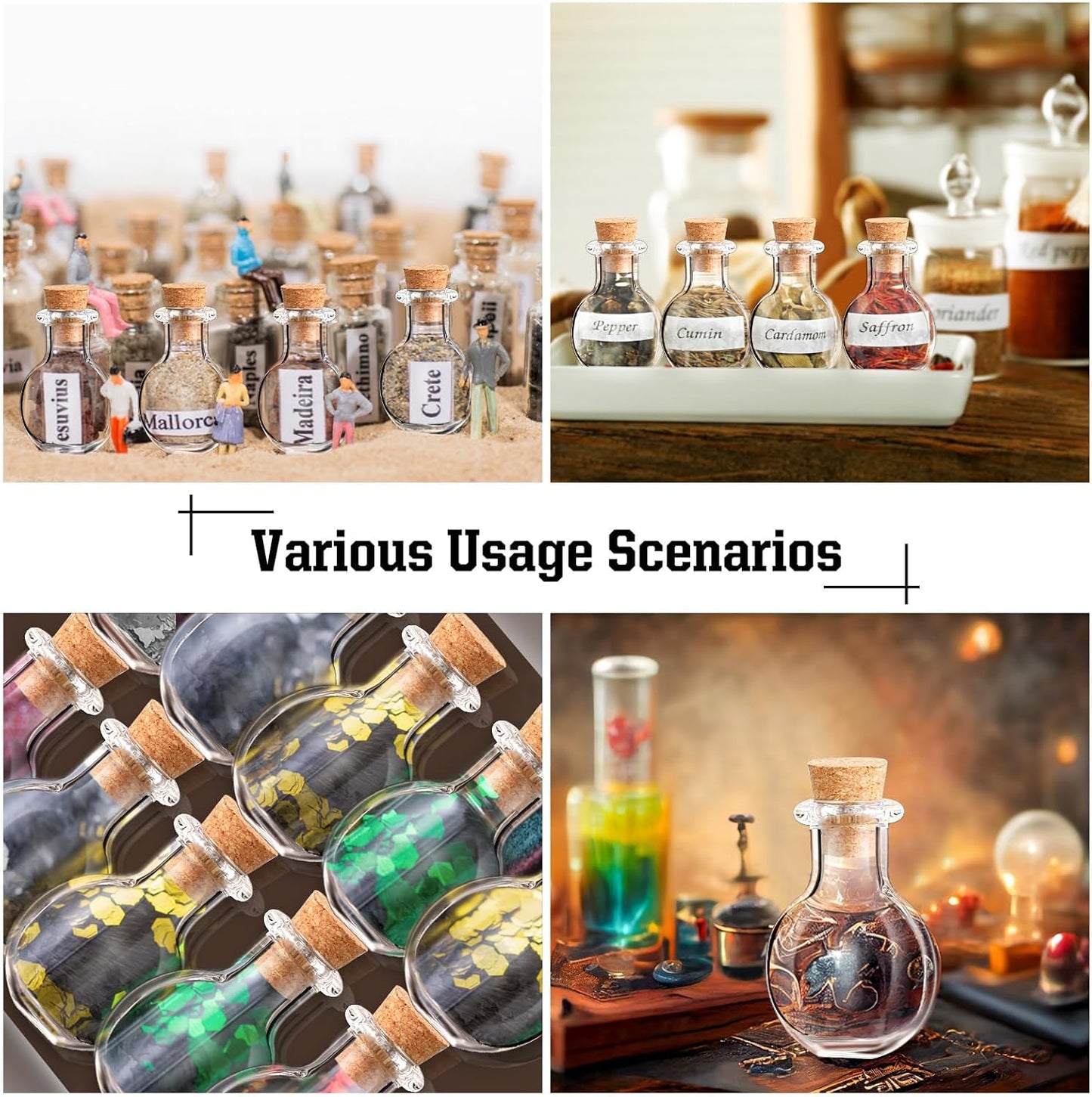 Zhehao 200 Pcs 2 ml Mini Glass Bottles Jars with Cork Stoppers Small Wishing Bottle Tiny Jars with Cork Mini Potion Bottles Clear Drifting Bottle for Wedding Birthday Party DIY Crafts Supplies