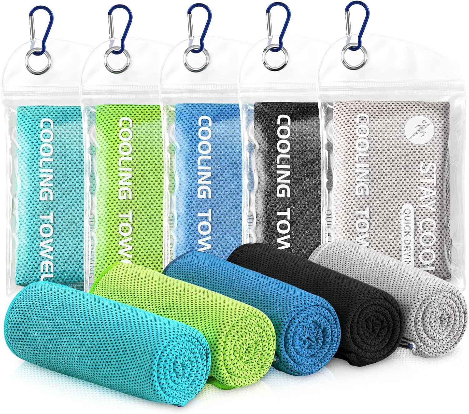 Cooling Towels - 5 Pack Gym Towels, Gym Towel for Working Out, Yoga Towel, Quick Dry Towel for Running, Camping, Fitness & More Activities