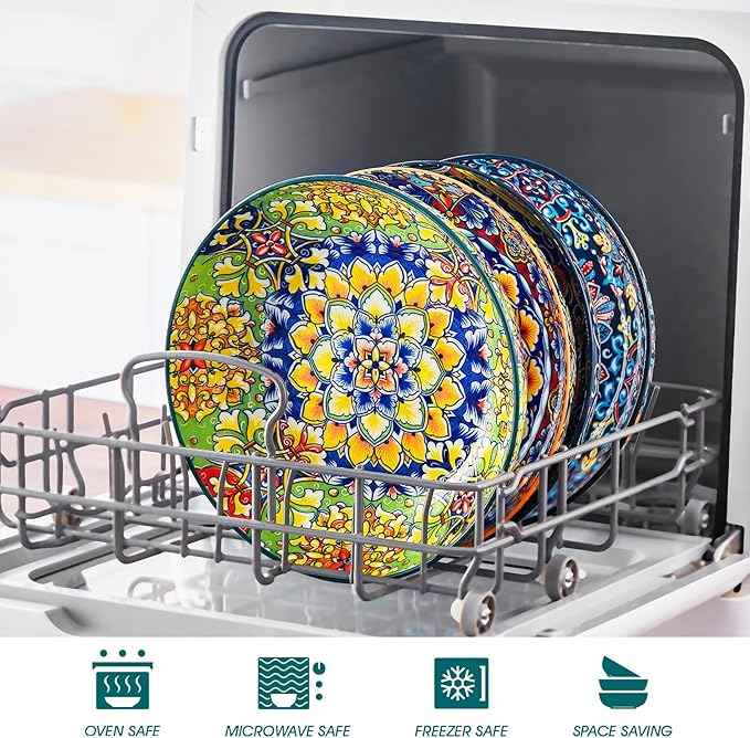 vancasso Pasta Bowls, 42 oz Ceramic Salad Bowls of 4,Large Corlorful Serving Bowls for Kitchen, Dishwasher & Microwave Safe Soup Bowls, Pasta Plates