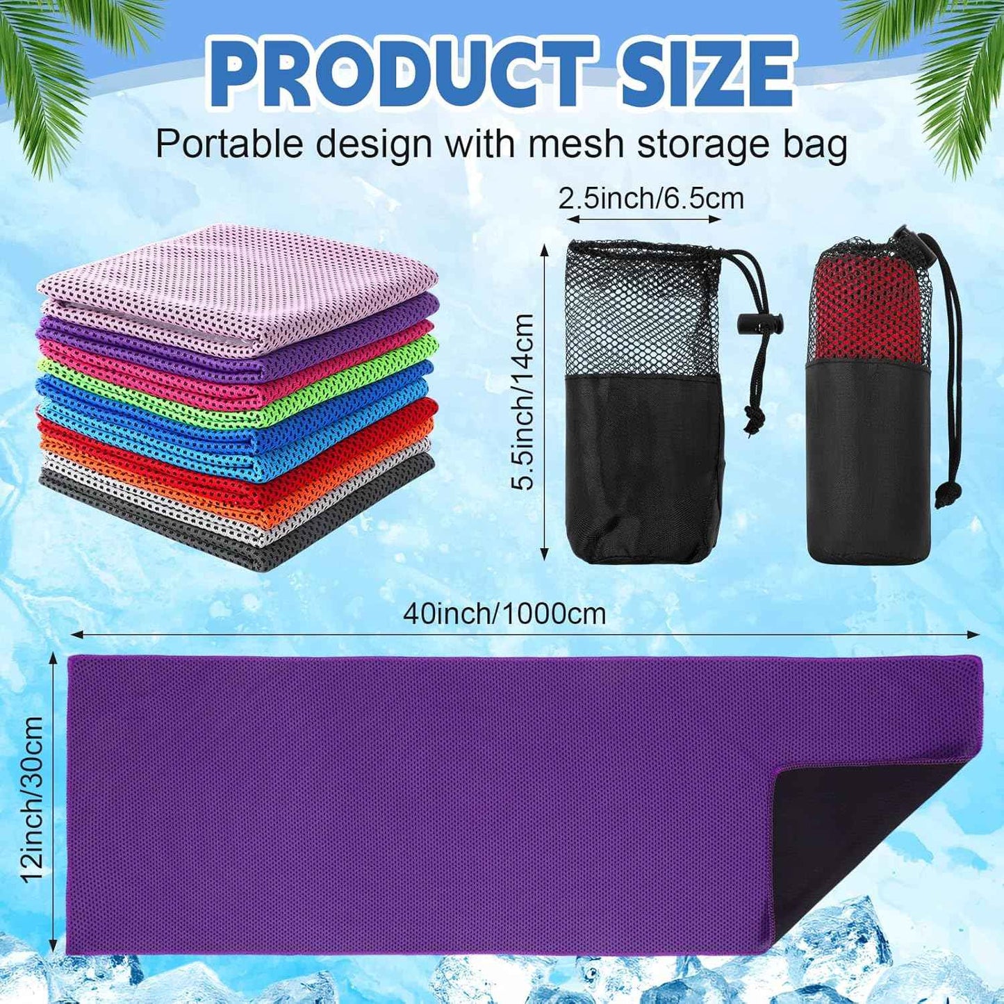 Peryiter 20 Pack Cooling Towels Bulk for Neck and Face Cooling Towel for Hot Weather Quick Dry Sweat Towel Soft Breath Portable with 20 Storage Bags for Gym Yoga Athletes Sports Fitness